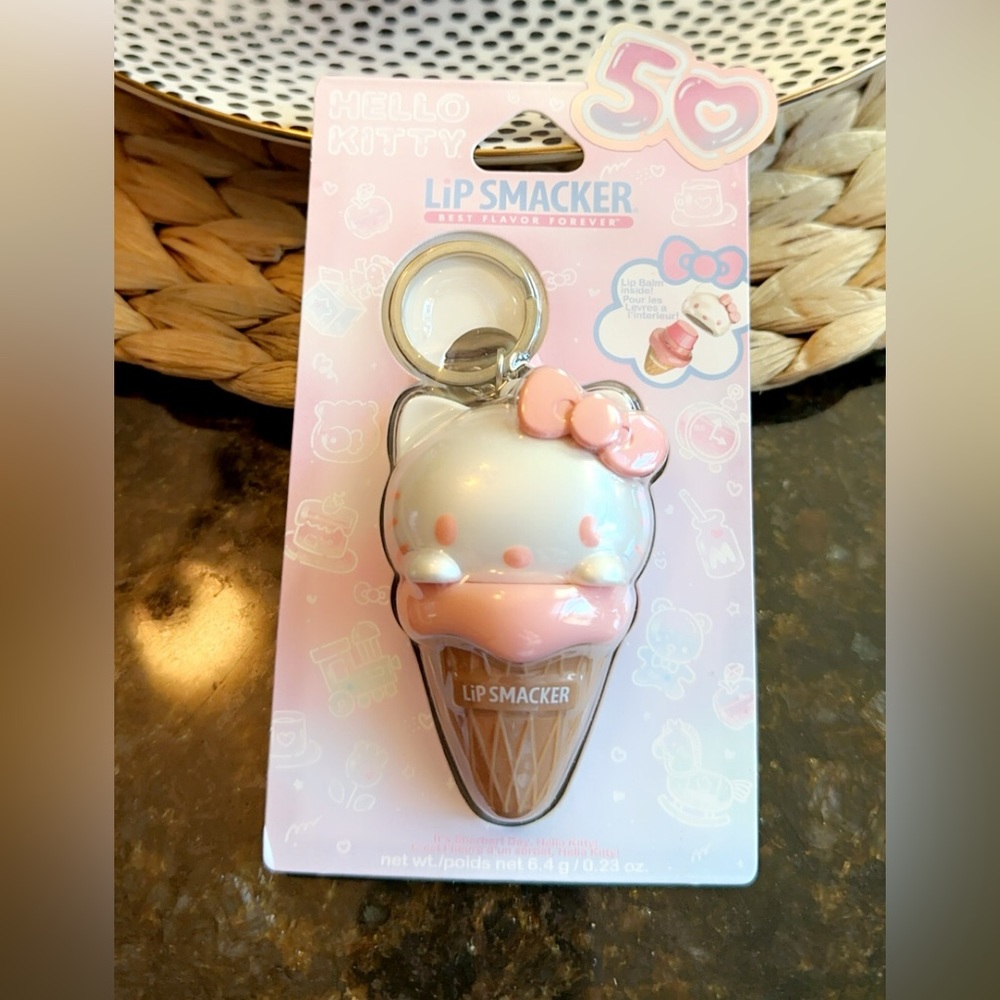 Limited Edition 50th Birthday Hello Kitty Lip Smackers lip balm keychain